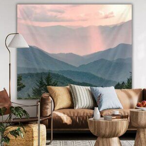Pink Mountain Backdrops Banner Large Boho Modern Artwork Wall Hanging Tapestries